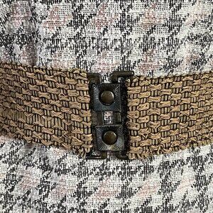 Vintage belt Brown straw hand crocheted belt Women's belt size S Retro belt